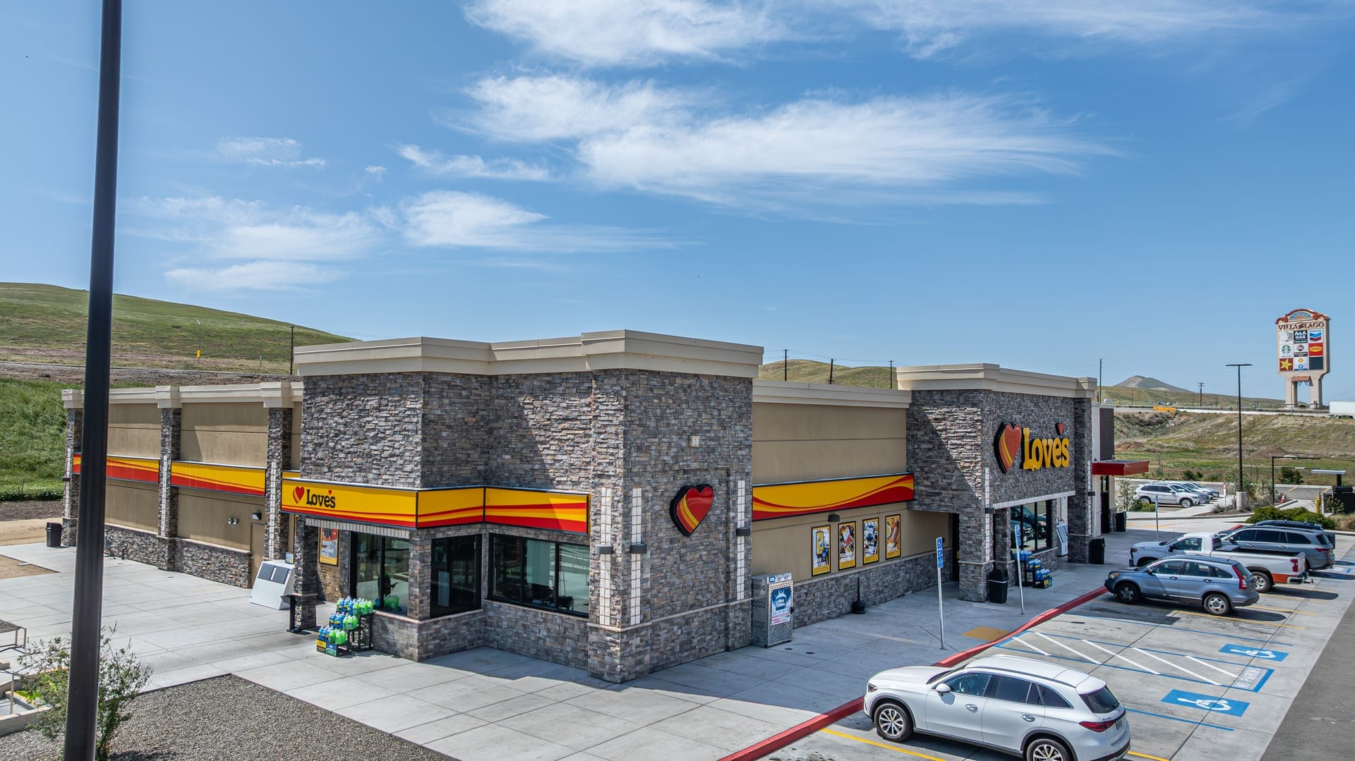 Commercial glazing installation at a Love's Travel Stop location